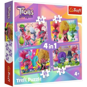 TREFL TROLLS Pužļu komplekts 4in1 Troļļi 3