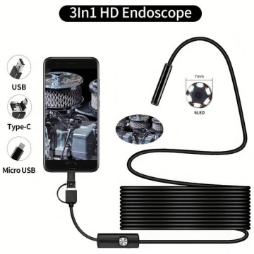 1m/2m/3.5m/5m/10m USB Endoskops, 7mm 6 LED Digitāl