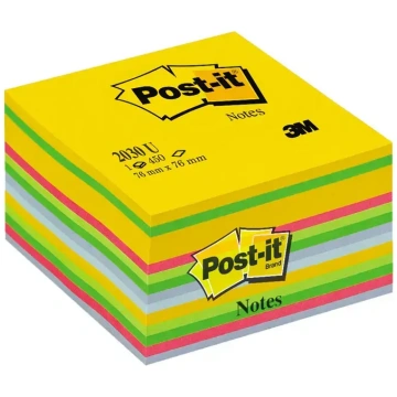 Post-It Sticky note cube, Ultra 76x76mm, assorted 