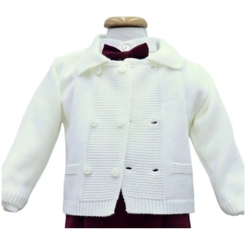 Cardigan doppio petto panna Coccole&Ricami di Crim