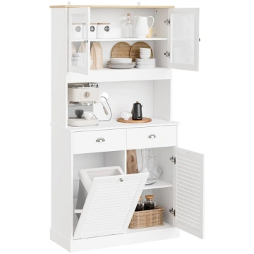 SoBuy FSB101-W Tall Cabinet with Glass Doors and T