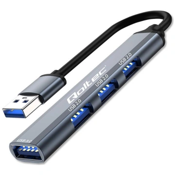 Qoltec Hub Adapter USB 3.0 4in1 | USB 3.0 | 3x USB