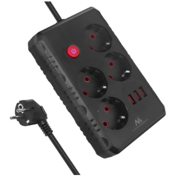 Maclean power strip 4-socket extension cable + 3xU