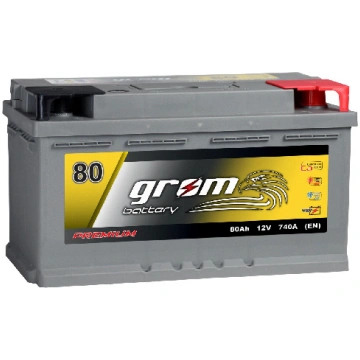 Akumulators Grom Premium X-Pro 80Ah, 740A 12V (- +