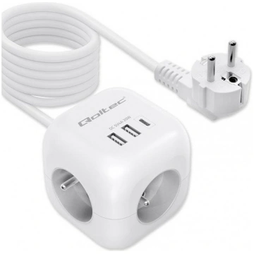 Qoltec 6-in-1 extension power cube with illuminate