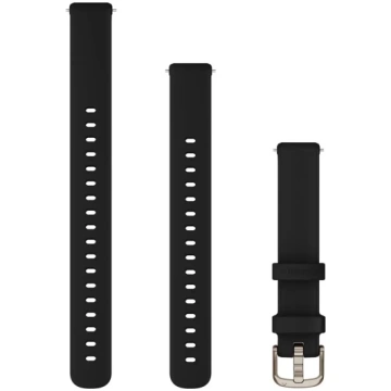 Lily 2 Bands (14 mm), Black silicone, cream gold h