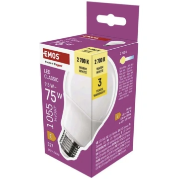 LED spuldze Classic A60 E27 9,5W 1055 lm Silti bal