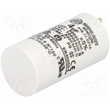 Capacitor: polypropylene; motors, run; 4uF; 475VAC
