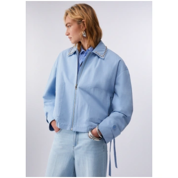 Bomber jacket with bejewelled embellishment LIUJO