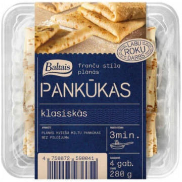 Pankūkas plānās Klasiskās 280g, Baltais