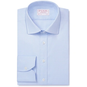 Pale Blue & White Slim Fit Prince of Wales Check F