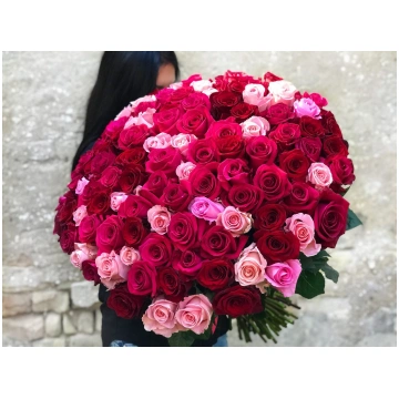 Rožu pušķis no 101 rozes Pink Romance