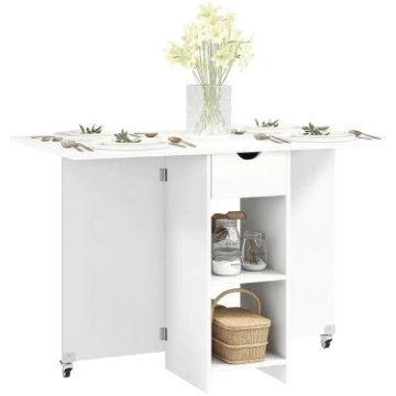 HOMCOM Folding Dining Table, Mobile Kitchen Table 