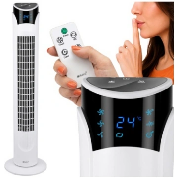 90 cm balts kolonnas ventilators + tālvadības pult
