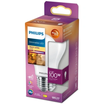PHILIPS LED stikla 100W A60 E27 matēta Warm Glow d
