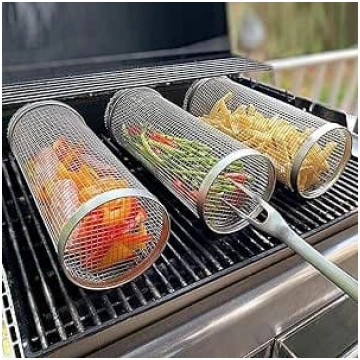 Ritošā grilēšanas būris apaļš grilēšanas grozs Gri