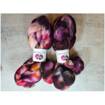Charollais roving, wool top, 100 g, GARNET TWILIGH