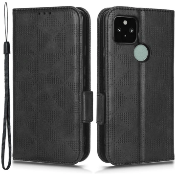Google Pixel 5 Triangle Pattern Flip Case Wallet C