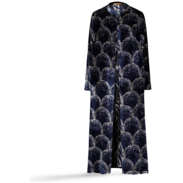 Reversible duster coat in Blue velvet - 40