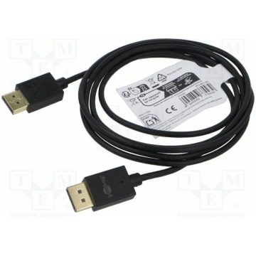 Cable; DisplayPort plug,both sides; PVC; 2m; black