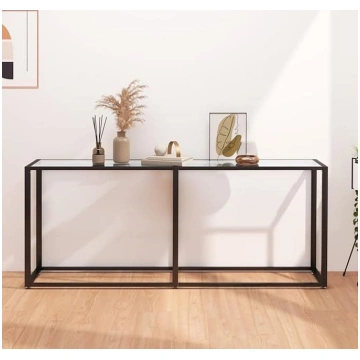 Glas Konsole Tisch Transparent Hartglas Stahl 180x