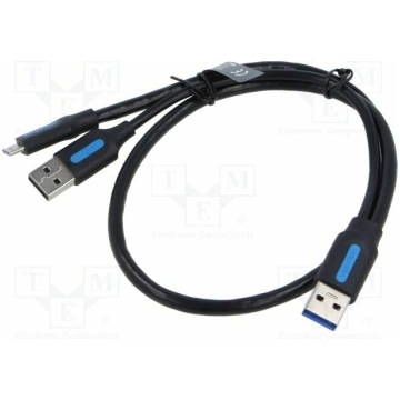 Cable; USB 3.0; USB A plug x2,USB B micro plug; ni