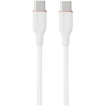 Silicone Cable USB Type-C - Type-C, 100W, (white, 