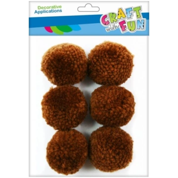 Vilnas bumbuļi 4cm brūni 6gab - Craft with Fun