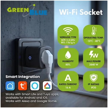 GreenBlue Remote-Controlled WiFi Outlet, Android/i