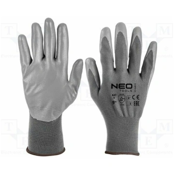 Protective gloves; Size: 9; grey; polyester,polyur