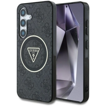 Coque Guess 4G Glitter Triangle pogas MagSafe prie
