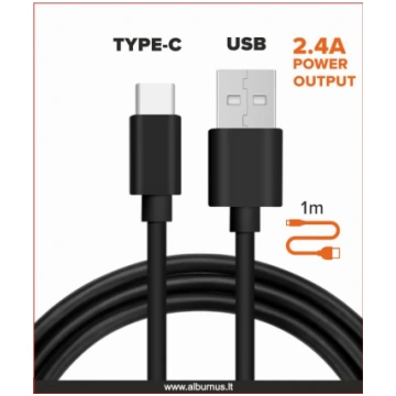 ĮKROVIMO LAIDAS USB SU TYPE-C 2.4A 1M Tiešsaistes 