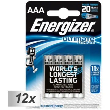 12x4 Energizer Ultimate Lithium Micro AAA LR 03 1,