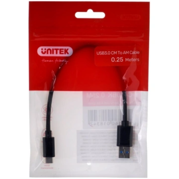 Unitek KABELIS USB-C - USB-A 3.1,M/M,0,25M, Y-C490