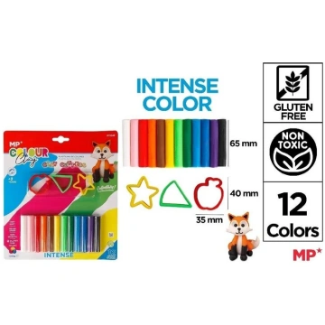 Plastilīns 12 krāsas + veidnes - MP Main Paper