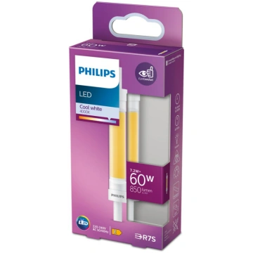 Philips LED 7.2W (60W) R7S 118mm 4000K spuldze 850