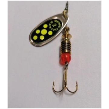 Vizulis Mepps Black Fury 2 Silver/ Chartreuse Dot 