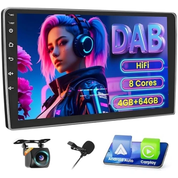 8 Core/4+64GB Auto radio 2 DIN Android ar bezvadu 