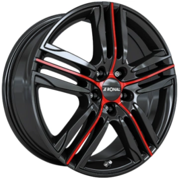 19" 5x112 Ronal R57 MCR JET BLACK-RED SPOKE ET45 7