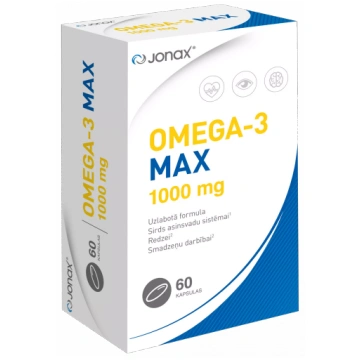 JONAX Omega-3 MAX 1000 mg kapsulas, 60 gab