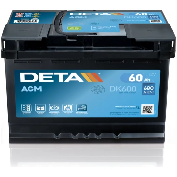DETA AGM 12V/60Ah/680A 242x175x190 (=AK-EK600)
