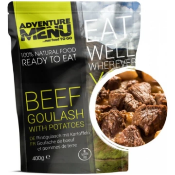 MRE pārtika Adventure Menu liellopu gulašs ar kart