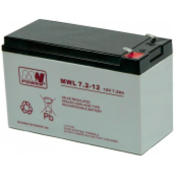 MW Power MWL 7.2-12, 12V, 7Ah 7.2Ah 4.8mm T1 VRLA 