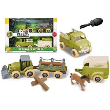 Mini Farm komplekts bērniem: traktors, piekabes, i