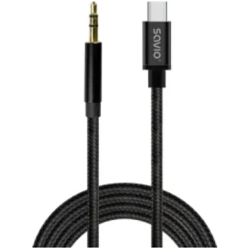 Kabelis SAVIO USB-C – MiniJack 3.5 mm 1m