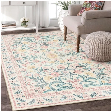 Retro Boho Ziedu Paklājs Mazgājams Rozā Paklāji Dz