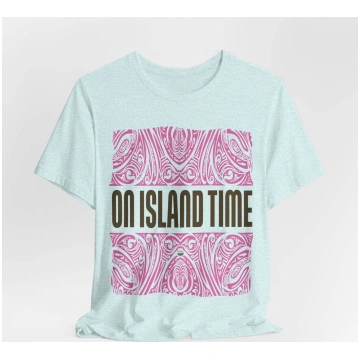 On Island Time Tiki Style Shirt Pink and Brown (Un