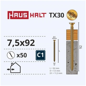 WINDOWS FRAME SCREW 7.5X92 50PCS (12) 000051396715