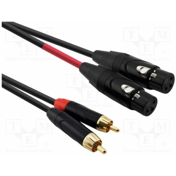 Cable; RCA plug x2,XLR female 3pin x2; 1.5m; black