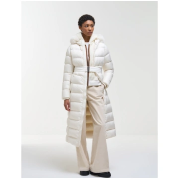 Long matte down jacket with faux fur COLMAR